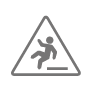 An icon of a person slipping on a wet floor.  